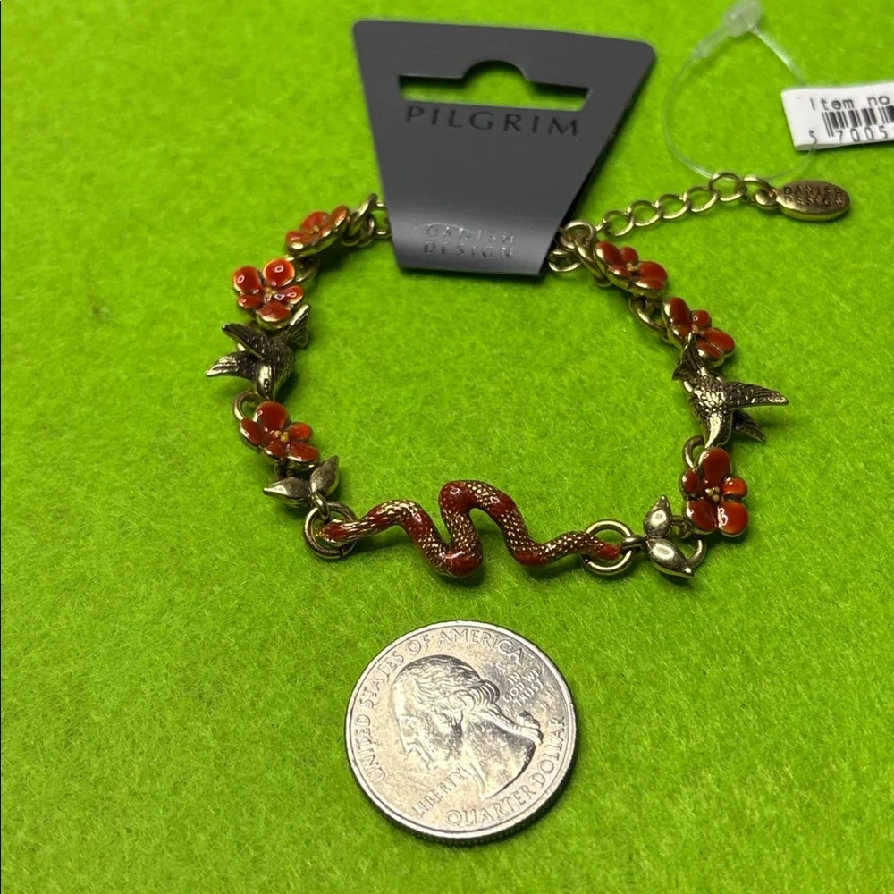 Pilgrim Red and Gold Floral Bracelet